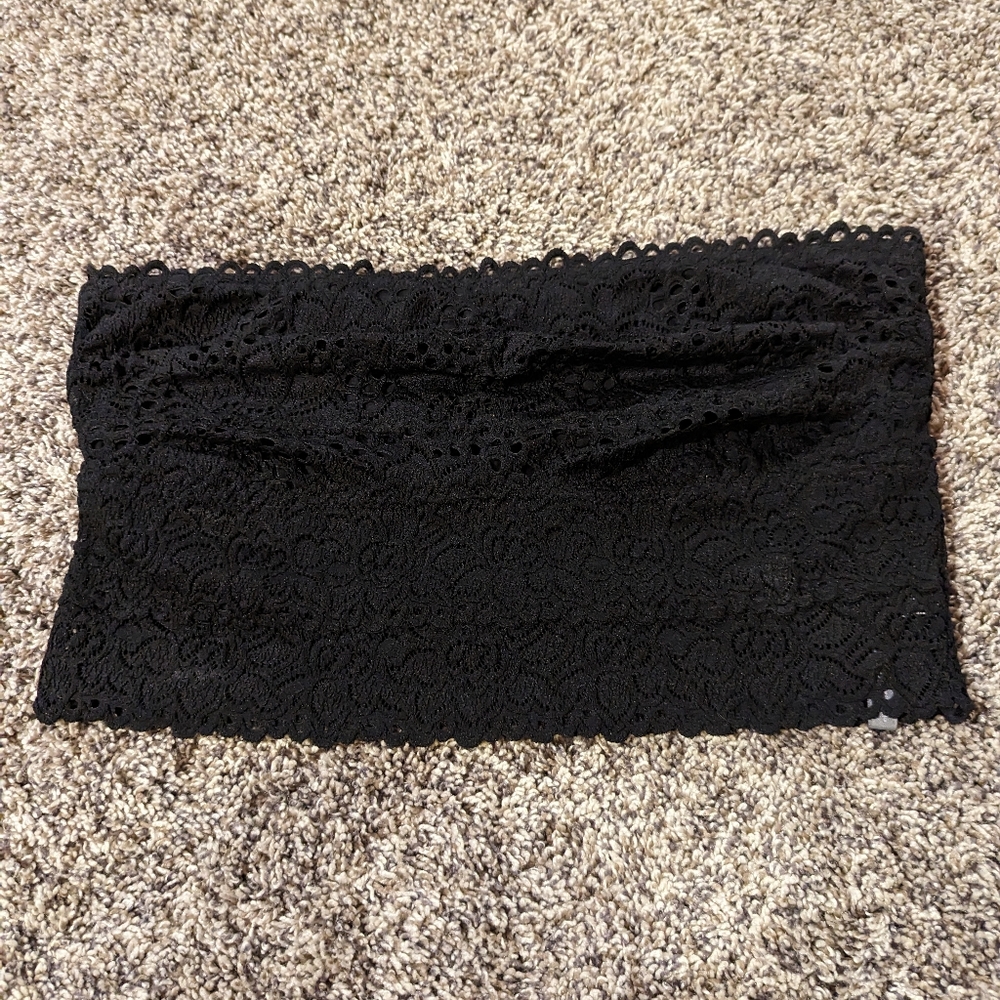 Aerie long line bandeau crop top. Black, size large.